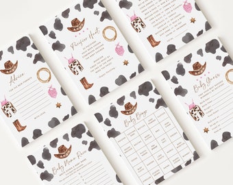 10 jeux de baby shower de cow-girl modifiables, lot de jeux de baby shower Une petite cow-girl est sur le chemin, jeux de cow-girl, activité de baby shower CWGBS001