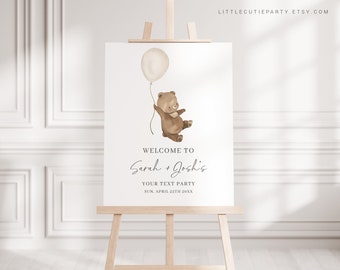 Editable Bearly Wait Welcome Sign, Bearly Wait Baby Shower Backdrop, Welcome Board, Gender Neutral Bear Baby Shower Decoration BRWBS001