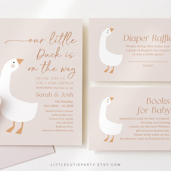 Editable Duck Baby Shower Invitation, Baby Shower Duck Invitations, Goose Baby Shower Invite Party DUCKBS003