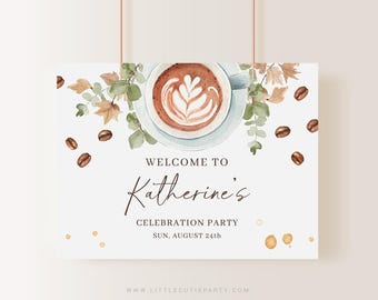 Editable A Baby is Brewing Banner: Coffee Baby Shower Decor BRGBS001