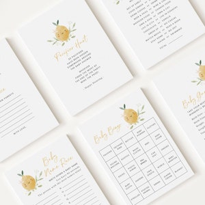 10 Editable Lemon Baby Shower Games, Lemon Gender Neutral Baby Shower Games Bundle, Lemon Theme Baby Shower Party Games LMNBS002