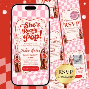 Convite para Chá de Bebê "Pronta para Dar à Luz" para Menina, Convite Digital RSVP para Chá de Bebê para Menina RPPBS002