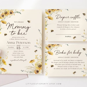 Editable Mommy to Bee Baby Shower Invitation Set MBEEBS001