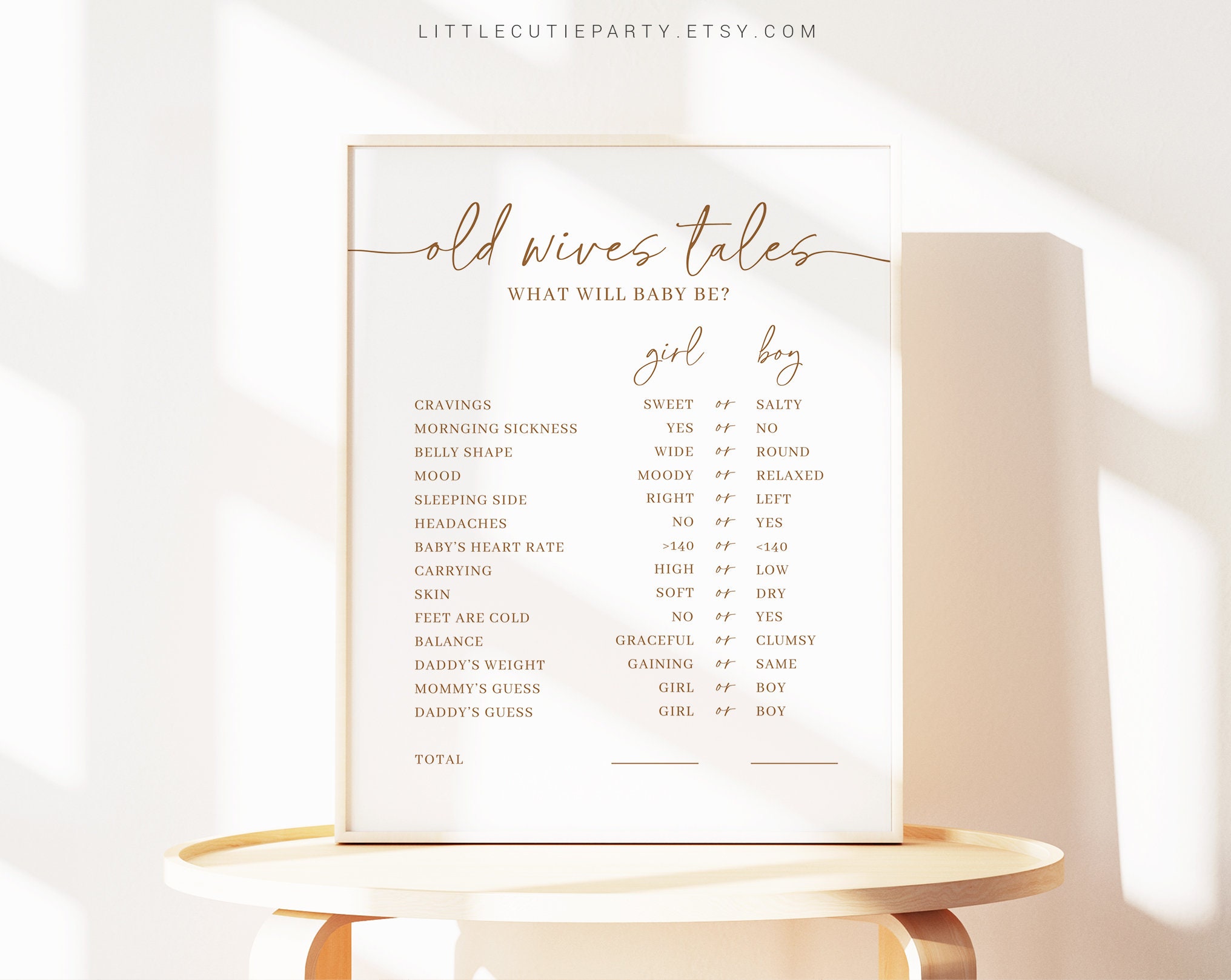 Editable Old Wives Tales Gender Reveal Board, Old Wives Tales Game, Old ...