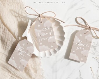 Editable A Little Piece of Heaven Favors, Thank You Favor Tag, Thank you Tags, Heaven Sent Baby Shower Decorations LPHBS001