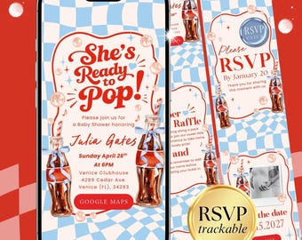 Elle est prête à éclater, invitation numérique prête à éclater pour baby shower, garçon, RSVP Baby Shower inviter RPBBS001