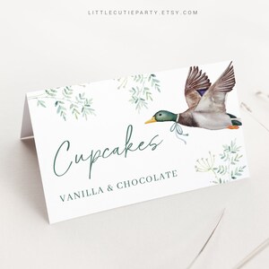 Editable Mallard Food Labels, Food Tent cards, Food Tags, Folded Food Cards for Duck Baby Shower Party MALBS001
