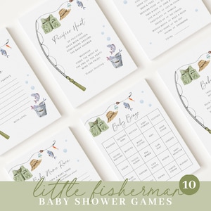 Editable A Little Fisherman Baby Shower Invitation Bundle, Fishing Baby Shower Invite Set with Game Bundle and Fisherman Decoration LFMBS001 image 5