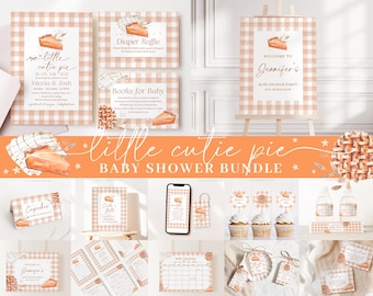Paquete editable de baby shower "Cute Pie", paquete de invitaciones para baby shower "Cute Pie" con juegos y decoraciones para baby shower (CTPBS001)
