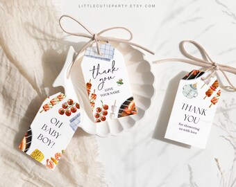 Editable Barbeque Favor, Thank You Favor Tag, Thank you Tags, Gift Tag for BBQ Baby Shower Decorations BBQBS001