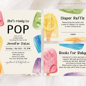 Editable Popsicle Baby Shower, Icecream Baby Shower, Ice Cream Shower with Diaper Raffle, Books for Baby and Gift Tag PSCBS001