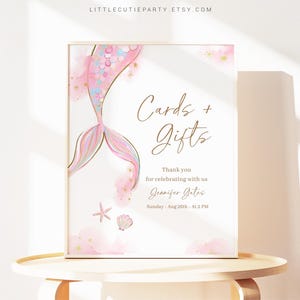 Editable Mermaid Baby Shower Sign, Custom Sign Template for Baby Shower Party with Under the Sea Decorations Theme MRMBS001
