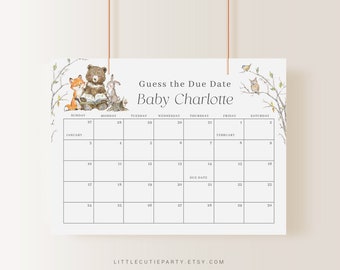 Editable Story Book Baby Shower Calendar, Storybook Due Date Calendar, Baby Shower Due Date Calendar Games for Bear Shower STBBS001