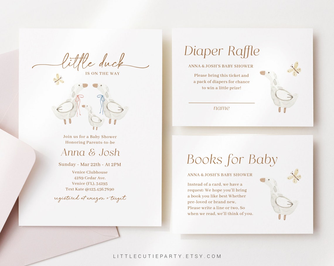 Editable Duck Baby Shower Invitation, Baby Shower Duck Invitations