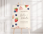 Editable Berry Sweet Baby Shower Welcome Sign, Berry Baby Shower Welcome Sign, Welcome Board, Welcome Template Decoration BRSBS001, BERGR002