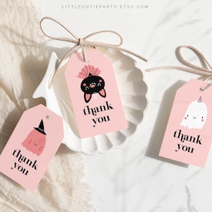 Editable Little Boo is Almost Due Favors, Halloween Baby Shower Favors, 3 Thank you Tags for Halloween Baby Shower Party HAWBS001