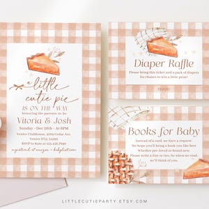 Bewerkbare babyshoweruitnodiging Cutie Pie, onze Little Cutie Pie-uitnodiging met luierloterij, boeken voor baby en label CTPBS001