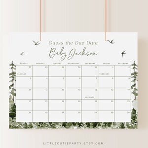 Editable Adventure Awaits Baby Shower Calendar, Adventure Due Date Calendar, Baby Shower Due Date Calendar Games for Shower ADVBS001