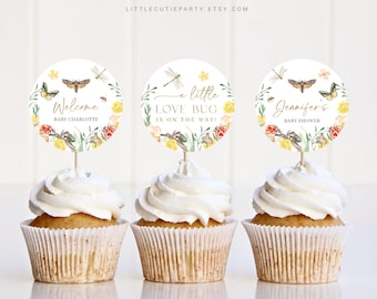 Editable Little Love Bug Cupcake Toppers, Little Lovebug Shower Cupcake Topper, for Little Love Bug Party Decorations LVBBS001