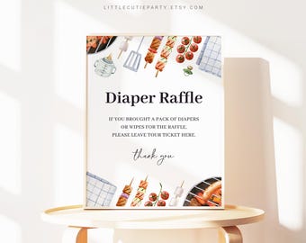 Editable Babyq Sign, Custom Sign Template for Baby Shower Party with Barbeque Baby Shower Theme BBQBS001