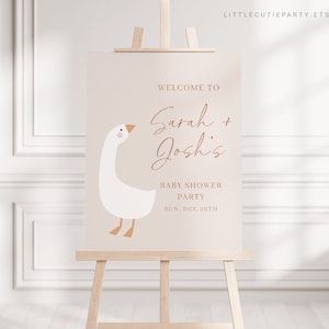 Editable Duck Baby Shower Welcome Sign, Goose Welcome Board, Welcome Template Babyshower Party DUCKBS003