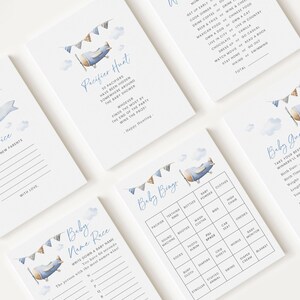 10 Editable Airplane Baby Shower Games Bundle, Airplane Baby Shower Bingo Games Bundle, Airplane Baby Shower Party Games APBS001