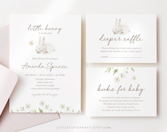 Editable Bunny Baby Shower Invitation Set (Digital Download) BUNBS001