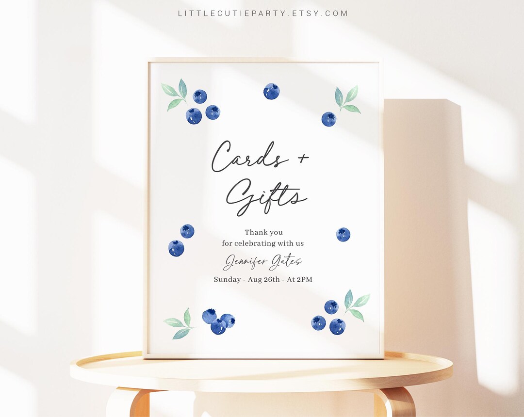 Editable Blueberry Baby Shower Sign Template (digital Download ...