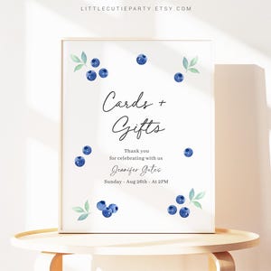 Editable Blueberry Baby Shower Sign, Berry Baby Shower Sign, Party Sign Template for Blueberry Decorations BLUEBS001, BLUEBD001