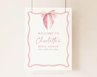 She's Tying the Knot Welcome Sign, Bridal Shower Decor (Editable Template) PBBDS001