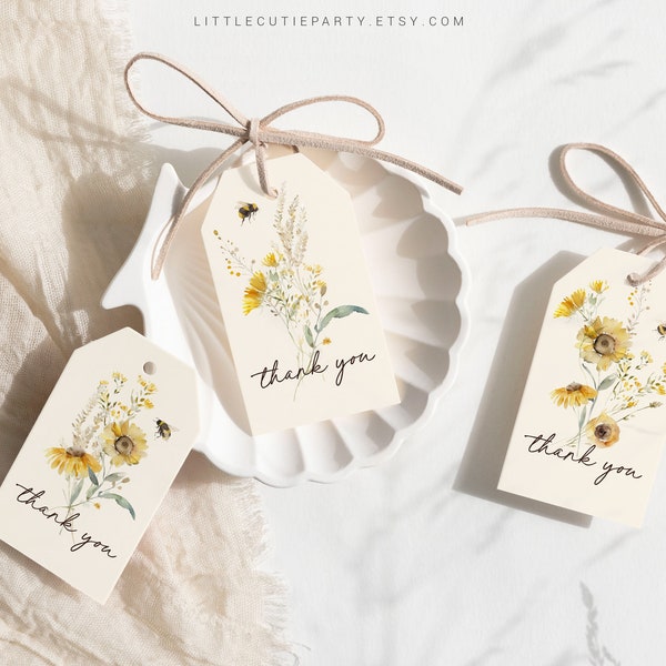 Editable Mommy to Bee Party Favors, Thank You Favor Tag, 3 Thank you Tags for Bee Baby Shower Party MBEEBS001