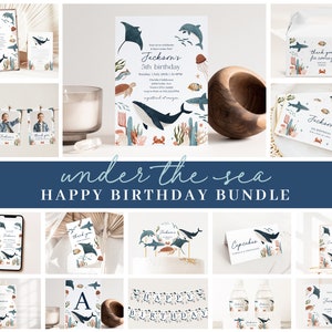 Editable Ocean Birthday Invitation, Sea Life Invitation, with Under the Sea Party Decorations OCENBD001