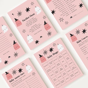 10 Editable A Little Boo is Almost Due Games, Halloween Baby Shower Games, Halloween Baby Shower Game Bundle, Party Games HAWBS001