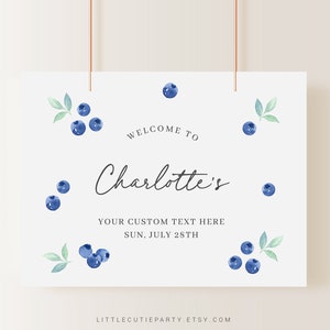 Editable Blueberry Baby Shower Backdrop, Berry Sweet Baby Shower Banner for Decoration BLUEBS001, BLUEBD001