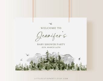 Editable Adventure Awaits Baby Shower Backdrop, Adventure Begins Welcome Sign, Banner for Adventure Baby Shower Party Decor ADVBS001