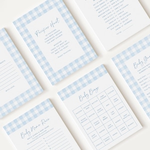 10 bewerkbare babyshowerspellen blauw pastel, bundel babyshowerspellen babyjongen, set blauw pastel neutrale babyshowerfeestspellen BGHBS002