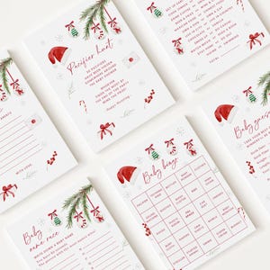 Christmas Baby Shower Game Bundle, Winter Party Games (Editable Digital Download) SNTBS002