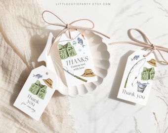 Editable Fishing Baby Shower Favors, Thank You Favor Tag, Thank you Tags, Gift Tag for A Little Fisherman Baby Shower Decorations LFMBS001
