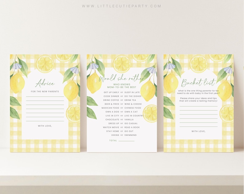 Redigerbart Mamas Main Squeeze Baby Shower-paket, Citron Baby Shower-paket med Main Squeeze Baby Shower-spel och dekor LMNBS003 bild 7