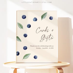 Editable Blueberry Baby Shower Custom Sign, Berry Baby Shower Sign, Party Sign Template for Blueberry Decorations BLUEBS002