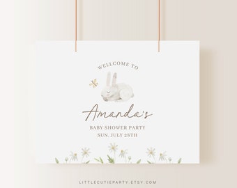 Editable Bunny Baby Shower Welcome Sign, Vinyl Banner BUNBS001