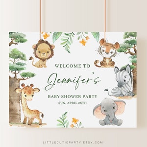 Editable Safari Baby Shower Backdrop, Safari Baby Shower Welcome Sign, Safari Baby Shower Banner SAFRBS001