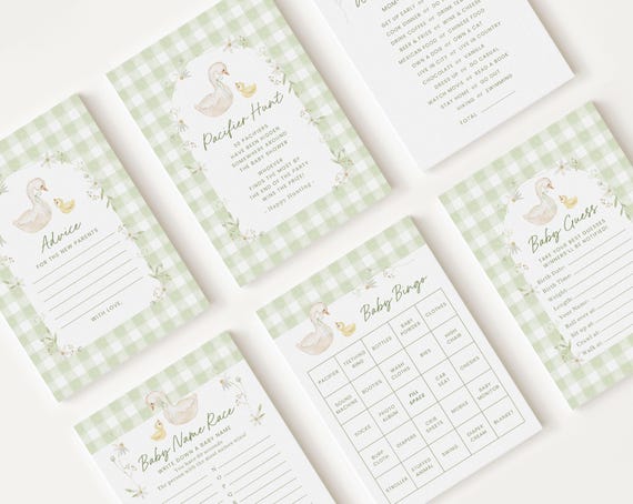 10 Editable Mother Goose Baby Shower Games Bundle, Silly Goose Baby Shower Bingo Games Bundle, Geese Baby Shower Party Games SLGBS001