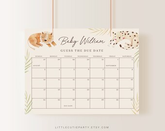Wild One Baby Shower Due Date Calendar Game (Digital Download) WILDBS001