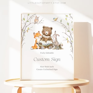 Editable Story Book Baby Shower Sign, Custom Sign Template for Baby Shower Party with Story book Baby Shower Theme STBBS001