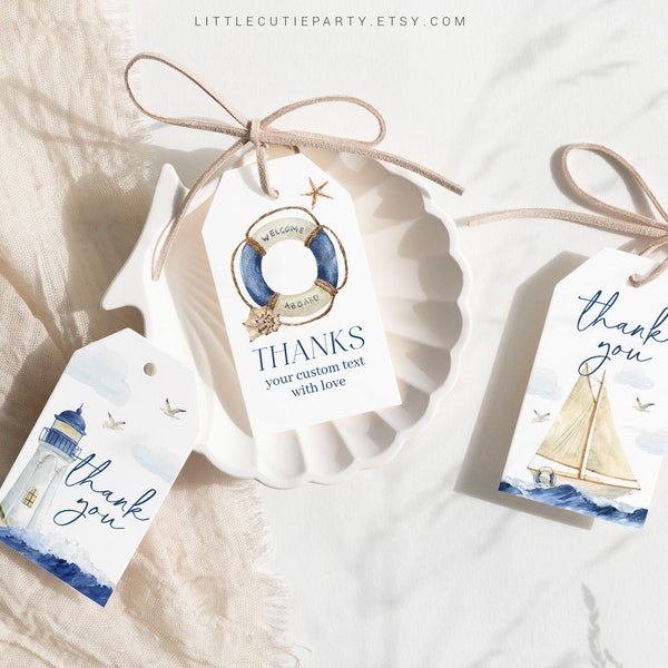 Editable Ahoy Its a Boy Baby Shower Favors Tag, Thank You Favor Tag, Thank you Tags, Gift Tag for Nautical Baby Shower Favors AHBBS001