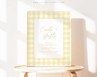 Editable Yellow Gingham Sign, Custom Sign Template for Baby Shower Party with Yellow  Baby Shower Theme YGHBS001