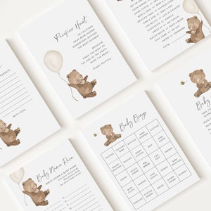 Editable Bearly Wait Baby Shower Games, We Can Bearly Wait Baby Shower Games Bundle, Baby Shower Activity BRWBS001