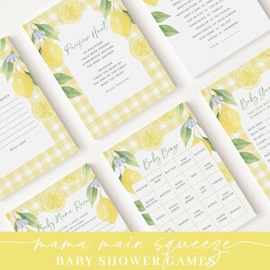 Redigerbart Mamas Main Squeeze Baby Shower-paket, Citron Baby Shower-paket med Main Squeeze Baby Shower-spel och dekor LMNBS003 bild 5