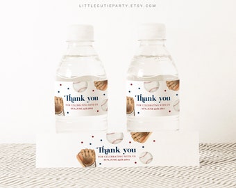 Editable Baseball Water Bottle Labels, Bottle Label for Baseball Baby Shower Decorations Theme BSBBS001